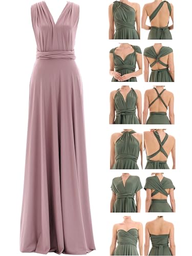 Juvell Brautjungfernkleider lang - Infinity Dress Maxi - Abendkleider elegant-festlich - Multiway-Wickelkleid - Hochzeit-Abiball-Bridesmaid - 1000 (34-38, Altrosa) von Juvell