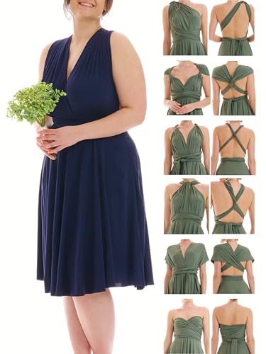 Juvell Infinity-Kleid Curvy - Brautjungfernkleider Plus Size - Infinity Dress kurz - Hochzeit - Elegantes Cocktailkleid-Abendkleid-Abschlussball - 1100-C (46-50, Dunkelblau) von Juvell