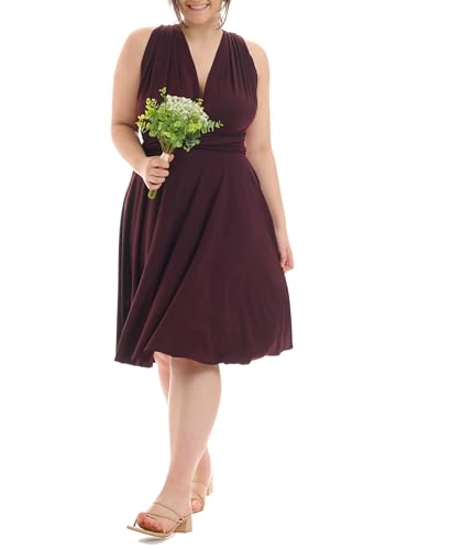 Juvell Abendkleid Plus Size - Midi-Kleid Große Größen - Brautjungfernkleid - Multiway-Wickelkleid Curvy - Cocktailkleid - Hochzeit-Abschlussball - 1100-C (46-50, Mauve) von Juvell