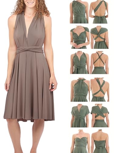 Juvell Infinity-Kleid kurz - Brautjungfernkleider Midi - Infinity Dress - Hochzeit - Elegantes Cocktailkleid-Abendkleid-Abschlussball - 1100 (34-38, Braun/Taupe) von Juvell