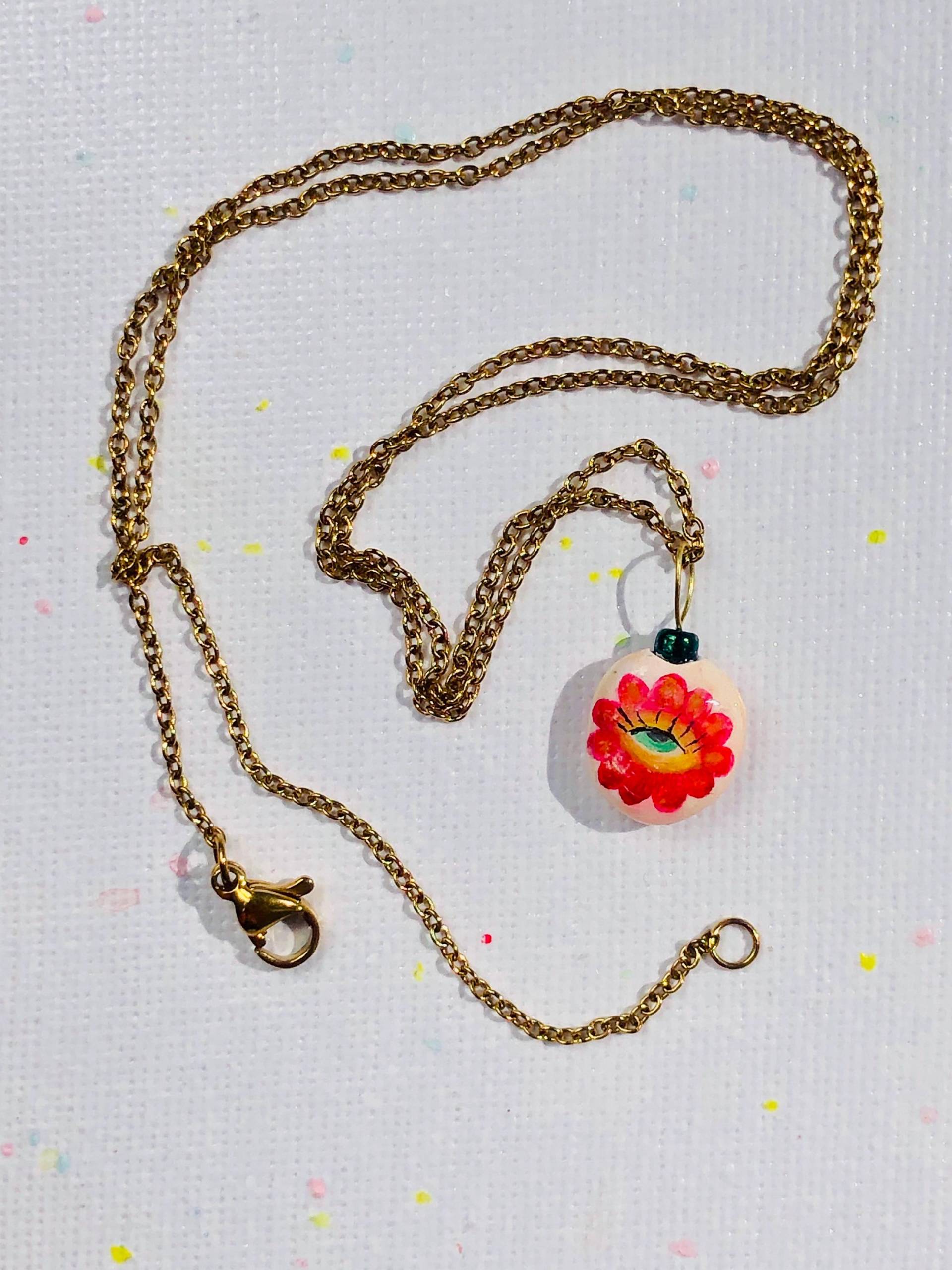 Handgemachter, Handbemalter Fimo-Anhänger - Schmuckunikat Für Mädchen Und Frauen Blumenmotiv Flower Power Handgemachter, Handbemalter Fimo-Anhänger - Schmuckunikat Für Mädchen Und Frauen Blumenmotiv Flower Power von JuveloPorVi