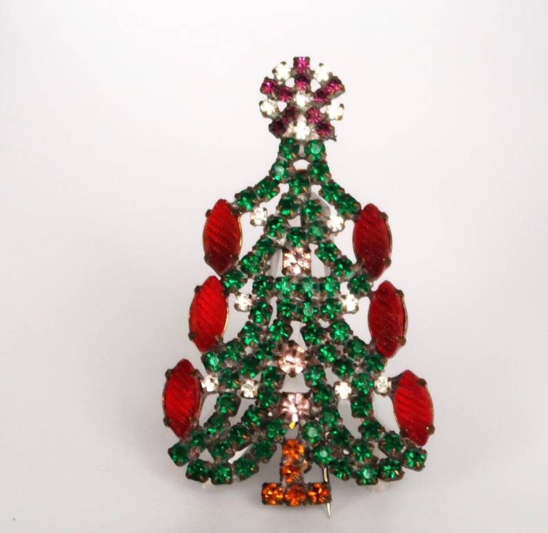 Christbaumbrosche Christbaum Weihnachtsbaum Strass Brosche Christbaumbrosche Christbaum Weihnachtsbaum Strass Brosche von JuveloVintage