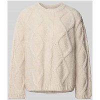 Juvia Relaxed Fit Pullover in Strick-Optik in Ecru, Größe XL von Juvia
