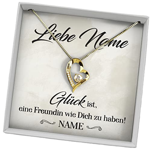 Juwelda Geschenk für Beste Freundin | Halskette mit Grußkarte | Kette aus 925 Sterling Silber | Personalisierte Geschenke mit Namen | Milano (Gelbgold, Eine Freundin wie Dich) von Juwelda