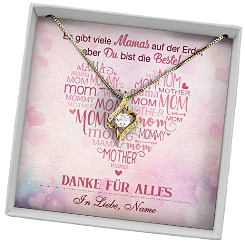 Juwelda Geschenk für Mama | Herzkette Kette mit Namen auf Karte | Kette Mama | Beste Mama für Weihnachten Mutter Geburtstag | Kettenanhänger Kette Herz personalisiert | Anhänger Silber 925 von Juwelda