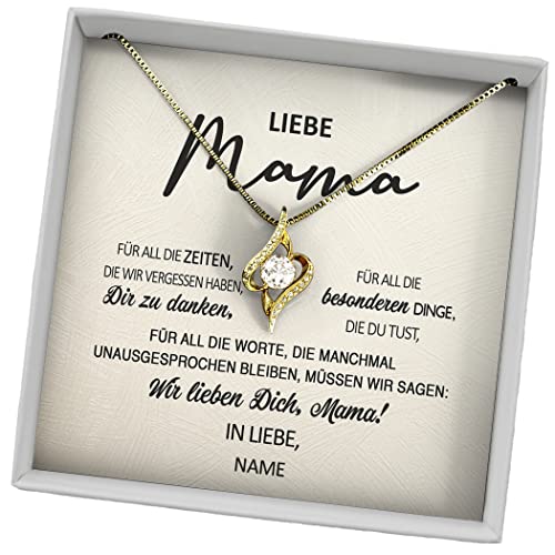 Juwelda Geschenk für Mama | Herzkette Kette mit Namen auf Karte | Kette Mama | Beste Mama für Weihnachten Mutter Geburtstag | Kettenanhänger Kette Herz personalisiert | Anhänger Silber 925 von Juwelda