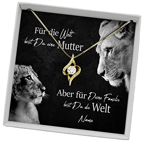 Juwelda Geschenk für Mama | Herzkette Kette mit Namen auf Karte | Kette Mama | Beste Mama für Weihnachten Mutter Geburtstag | Kettenanhänger Kette Herz personalisiert | Anhänger Silber 925 von Juwelda