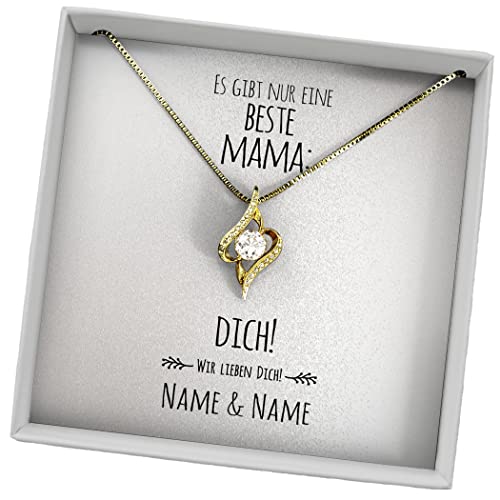 Juwelda Geschenk für Mama | Halskette mit Grußkarte | Kette aus 925 Sterling Silber | Personalisierte Geschenke mit Namen | Florenz (Gelbgold, Meine Mama) von Juwelda