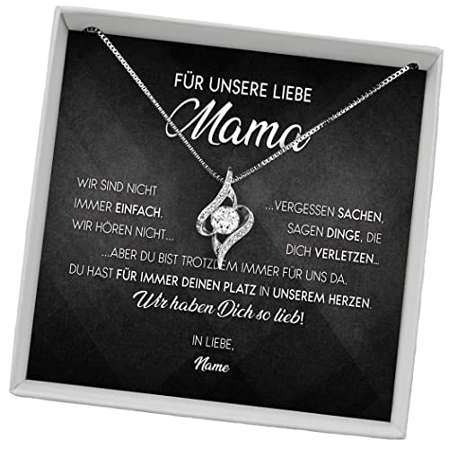 Juwelda Geschenk für Mama | Herzkette Kette mit Namen auf Karte | Kette Mama | Beste Mama für Weihnachten Mutter Geburtstag | Kettenanhänger Kette Herz personalisiert | Anhänger Silber 925 von Juwelda