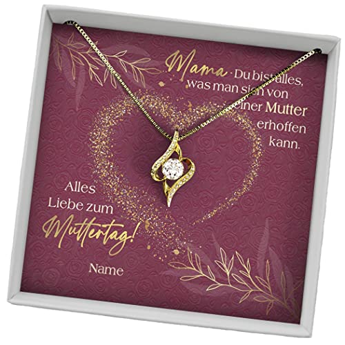 Juwelda Geschenk für Mama | Halskette mit Grußkarte | Kette aus 925 Sterling Silber | Personalisierte Geschenke mit Namen | Florenz (Gelbgold, Übertroffene Erwartungen) von Juwelda