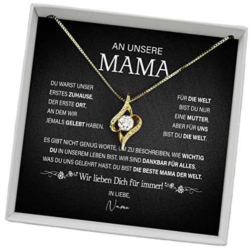 Juwelda Geschenk für Mama | Herzkette Kette mit Namen auf Karte | Kette Mama | Beste Mama für Weihnachten Mutter Geburtstag | Kettenanhänger Kette Herz personalisiert | Anhänger Silber 925 von Juwelda