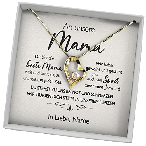 Juwelda Geschenk für Mama | Herzkette Kette mit Namen auf Karte | Kette Mama | Beste Mama für Weihnachten Mutter Geburtstag | Kettenanhänger Kette Herz personalisiert | Anhänger Silber 925 von Juwelda