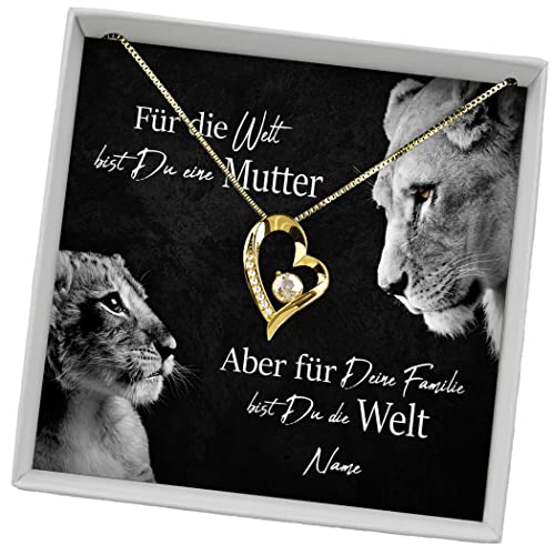 Juwelda Geschenk für Mama | Herzkette Kette mit Namen auf Karte | Kette Mama | Beste Mama für Weihnachten Mutter Geburtstag | Kettenanhänger Kette Herz personalisiert | Anhänger Silber 925 von Juwelda