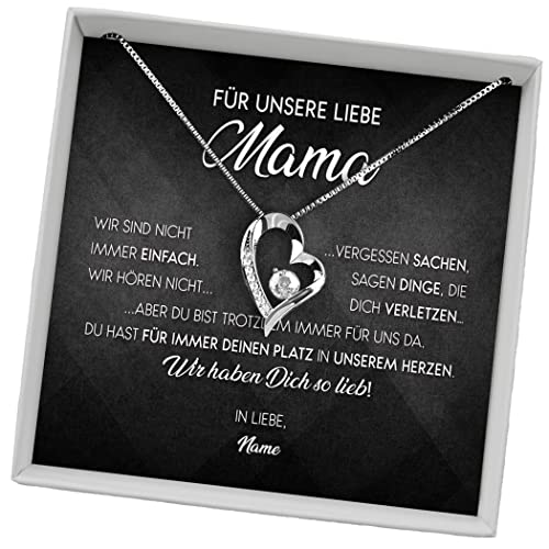 Juwelda Geschenk für Mama | Herzkette Kette mit Namen auf Karte | Kette Mama | Beste Mama für Weihnachten Mutter Geburtstag | Kettenanhänger Kette Herz personalisiert | Anhänger Silber 925 von Juwelda