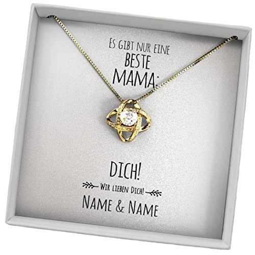 Juwelda Geschenk für Mama | Halskette mit Grußkarte | Kette aus 925 Sterling Silber | Personalisierte Geschenke mit Namen | Universa (Gelbgold, Meine Mama) von Juwelda