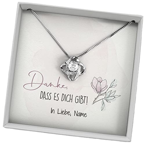 Juwelda Geschenk für Mama | Halskette mit Grußkarte | Kette aus 925 Sterling Silber | Personalisierte Geschenke mit Namen | Universa (Silber, Danke Mama) von Juwelda