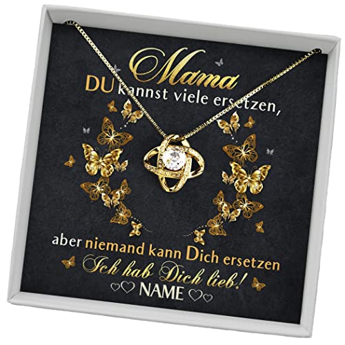 Juwelda Geschenk für Mama | Halskette mit Grußkarte | Kette aus 925 Sterling Silber | Personalisierte Geschenke mit Namen | Universa (Silber, Goldene Schmetterlinge) von Juwelda