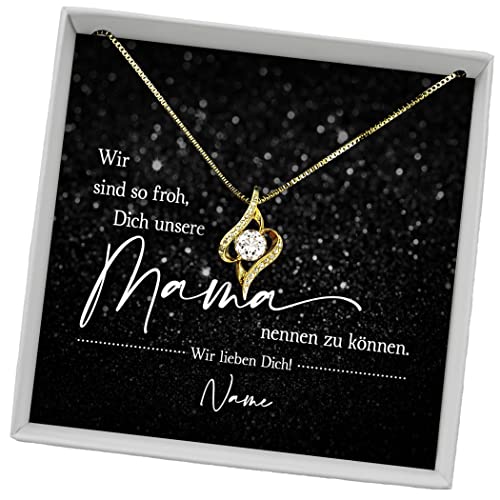 Juwelda Geschenk für Mama | Herzkette Kette mit Namen auf Karte | Kette Mama | Beste Mama für Weihnachten Mutter Geburtstag | Kettenanhänger Kette Herz personalisiert | Anhänger Silber 925 von Juwelda