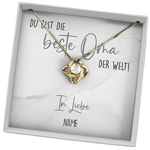 Juwelda Geschenk für Oma | Halskette mit Grußkarte | Kette aus 925 Sterling Silber | Personalisierte Geschenke mit Namen | Universa (Gelbgold, Beste Oma für immer) von Juwelda