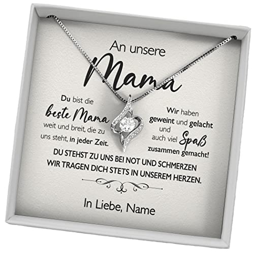 Juwelda Geschenk für Mama | Herzkette Kette mit Namen auf Karte | Kette Mama | Beste Mama für Weihnachten Mutter Geburtstag | Kettenanhänger Kette Herz personalisiert | Anhänger Silber 925 von Juwelda