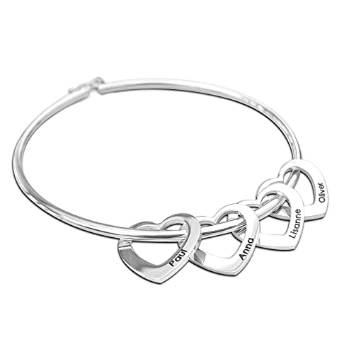 Armreif mit Herzanhänger/Beads. Bis zu 10 Anhänger möglich! Armband aus hochwertigem Edelstahl AE-AD-01 von Juwelier Schönberg