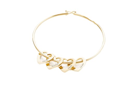 Armband Armreif aus hochwertigem Edelstahl mit anpassbaren Herzanhängern/Herzbeads mit Wunschgravur AE-AE-01 Wählen Sie bis zu 10 Beads von Juwelier Schönberg