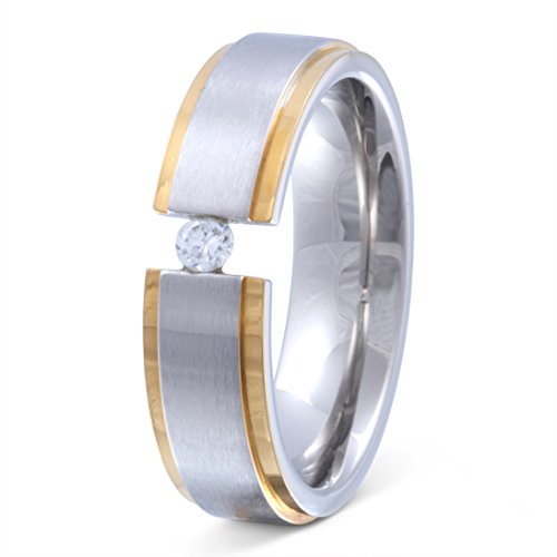 Juwelier Schönberg - Damen Ehering Trauring Edelstahl Zirkonia 52 (16.6) E-BI-D2 von Juwelier Schönberg