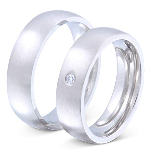 Juwelier Schönberg - Damen Geschenke für Frauen Ringe mit Gravur Partnerringe Wunschgravur Edelstahl Zirkonia 58-58 E-AG-HD von Juwelier Schönberg