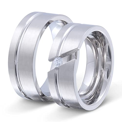 Juwelier Schönberg - Damen Geschenke für Frauen Ringe mit Gravur Partnerringe Wunschgravur Edelstahl Zirkonia 58-70 E-BH-HD von Juwelier Schönberg