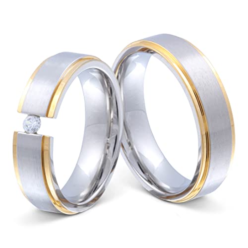 Juwelier Schönberg - Damen Geschenke für Paare Wunschgravur Trauringe Edelstahl Zirkonia 58-52 E-BI-HD von Juwelier Schönberg