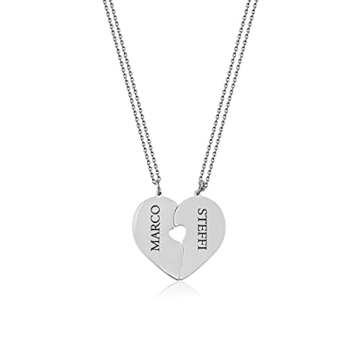 Partner-Herzanhänger Kettenanhänger Halsketten aus hochwertigem Edelstahl E-01-AV Wright von Juwelier Schönberg