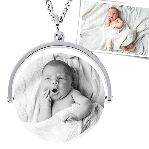 Anhänger mit Foto Gravur Damenanhänger Kette Bild Gravur - inkl. Fotogravur Bildgravur - Edelstahl AH440bi - mit AMAZON KONFIGURATOR direkt online gestalten ! von Juwelier Schönschmied
