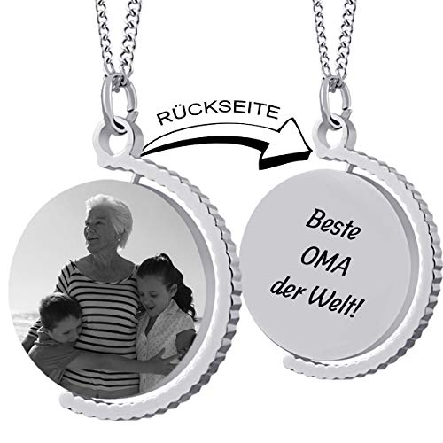 Beste Oma der Welt Bild Gravur Geschenk für Oma - inkl. Fotogravur Bildgravur - Edelstahl AH443biac-9 - mit AMAZON KONFIGURATOR direkt online gestalten ! von Juwelier Schönschmied