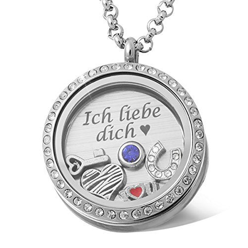 Charm-Medaillon - inkl. Gravur - Edelstahl cristal CM2ac - mit AMAZON KONFIGURATOR direkt online gestalten ! von Juwelier Schönschmied