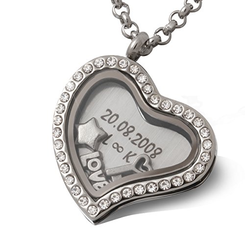 Charm-Medaillon - inkl. Gravur - Edelstahl cristal CM4 - mit AMAZON KONFIGURATOR direkt online gestalten ! von Juwelier Schönschmied