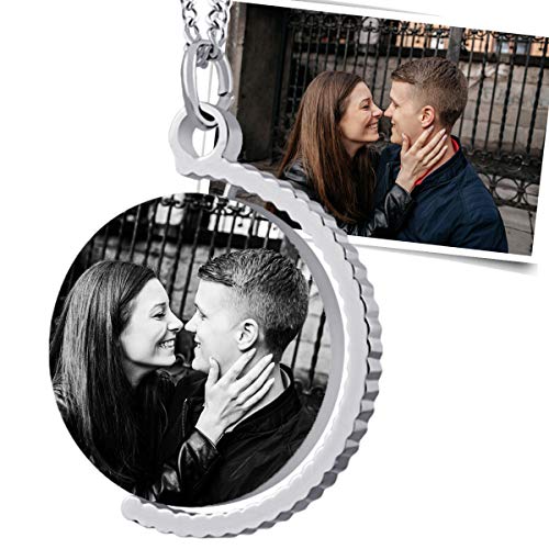 Juwelier Schönschmied Geschenk für Freundin Kette mit Bild Gravur Partnerschenk - inkl. Fotogravur Bildgravur - Edelstahl AH443biac-4 - mit AMAZON KONFIGURATOR direkt online gestalten ! von Juwelier Schönschmied