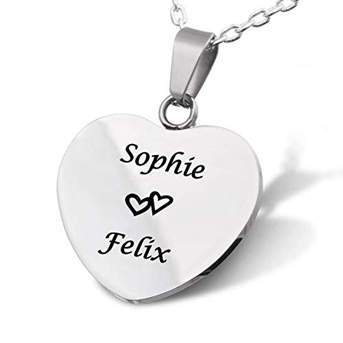 Herzanhänger mit Kette und Wunschgravur beidseitig Geschenk Anhänger Frau Freundin Mutter Schwester - inkl. WUNSCHGRAVUR - Edelstahl AH127ac-2 von Juwelier Schönschmied