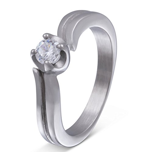 Juwelier Schönschmied - Damen Ehering Hochzeitsring Partnerring Verlobungsring Amelia Edelstahl Zirkonia 58 (18.5) 203Dac von Juwelier Schönschmied