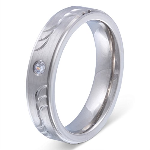 Juwelier Schönschmied - Damen Ehering Partnerring Freundschaftsring Edelstahl Zirkonia inklusive Handschriftgravur Waves - 99Dpe von Juwelier Schönschmied