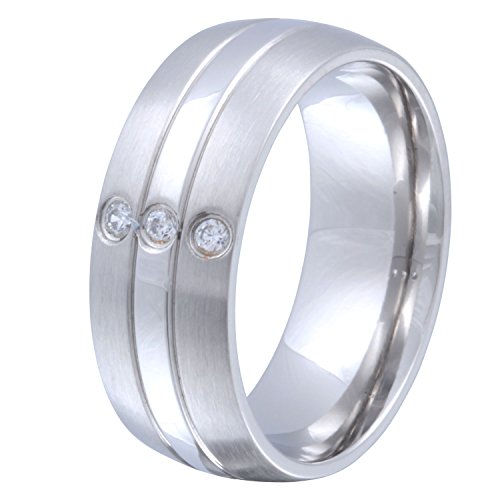 Juwelier Schönschmied - Damen Freundschaftsring Ehering Partnerring ThreeLane Edelstahl Zirkonia inkl. persönliche Lasergravur LANr134D von Juwelier Schönschmied