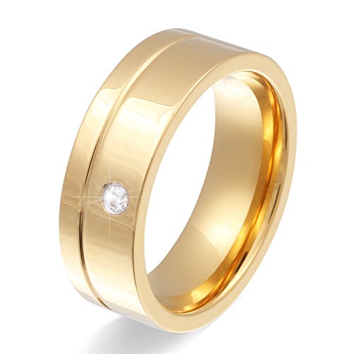 Juwelier Schönschmied - Damen Freundschaftsring Partnerring Ehering Goldness Edelstahl Zirkonia inkl. persönliche Wunschgravur 56 (17.8) Nr123D von Juwelier Schönschmied