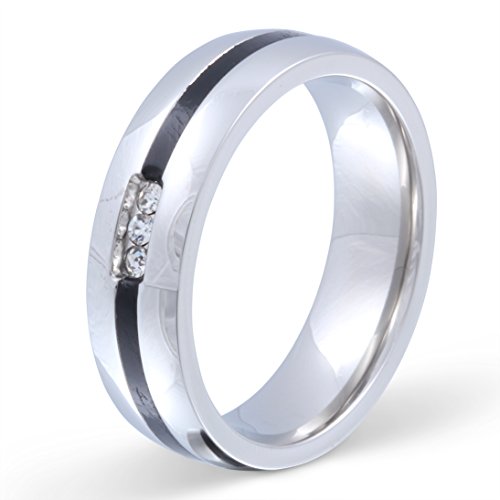 Juwelier Schönschmied - Damen Freundschaftsring Partnerring Ehering Skyline Edelstahl Zirkonia inkl. persönliche Wunschgravur 58 (18.5) Nr129D von Juwelier Schönschmied