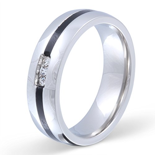 Juwelier Schönschmied - Damen Freundschaftsring Partnerring Ehering Skyline Edelstahl Zirkonia inkl. persönliche Wunschgravur Nr129D von Juwelier Schönschmied