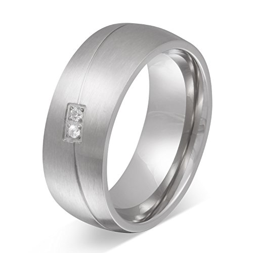 Juwelier Schönschmied - Damen Freundschaftsring Partnerring Rosso Edelstahl Zirkonia inkl. persönliche Wunschgravur Nr139D von Juwelier Schönschmied