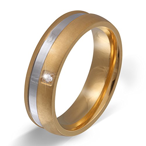 Juwelier Schönschmied - Damen Freundschaftsring Partnerring Trauring Ehering Bello Edelstahl Zirkonia inkl. persönliche Lasergravur LANr166D von Juwelier Schönschmied