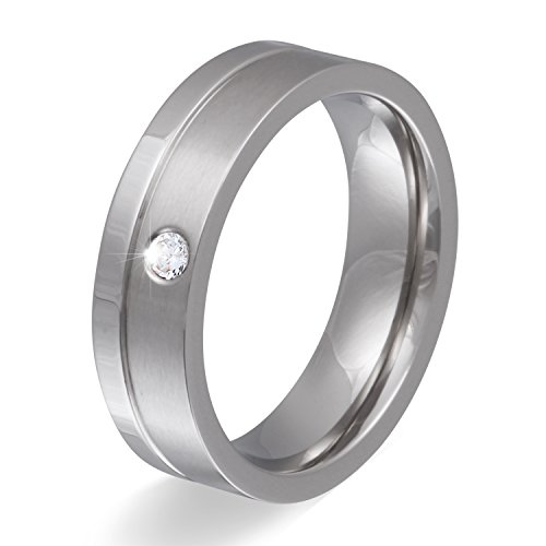 Juwelier Schönschmied - Damen Freundschaftsring Trauring Partnerring Kolita Edelstahl Zirkonia inkl. persönliche Wunschgravur 56 (17.8) Nr132D von Juwelier Schönschmied