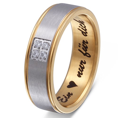 Juwelier Schönschmied - Damen Freundschaftsring Trauring Partnerring Quattro Edelstahl Zirkonia 56 (17.8) 131Dac von Juwelier Schönschmied