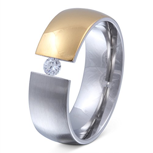Juwelier Schönschmied - Damen Partnerring Ehering Freundschaftsring Hochzeitsring Xenonia Edelstahl Zirkonia 52 (16.6) 182Dac von Juwelier Schönschmied