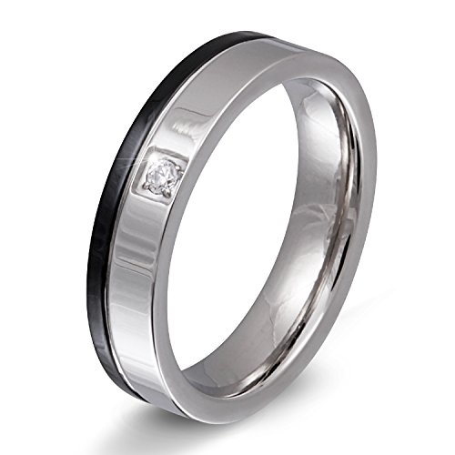 Juwelier Schönschmied - Damen Partnerring Ehering Freundschaftsring Neptun Edelstahl Zirkonia inkl. persönliche Wunschgravur Nr174D von Juwelier Schönschmied