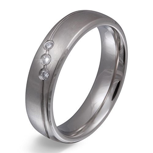 Juwelier Schönschmied - Damen Partnerring Ehering Freundschaftsring Tauring Masone Edelstahl Zirkonia inkl. persönliche Lasergravur LANr167D von Juwelier Schönschmied